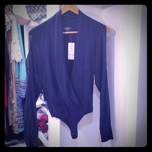 Long sleeve bodysuit in navy